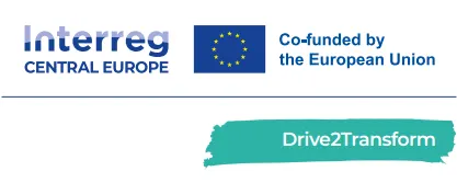 Logo projektu Drive2Transform a programu Interreg Central Europe